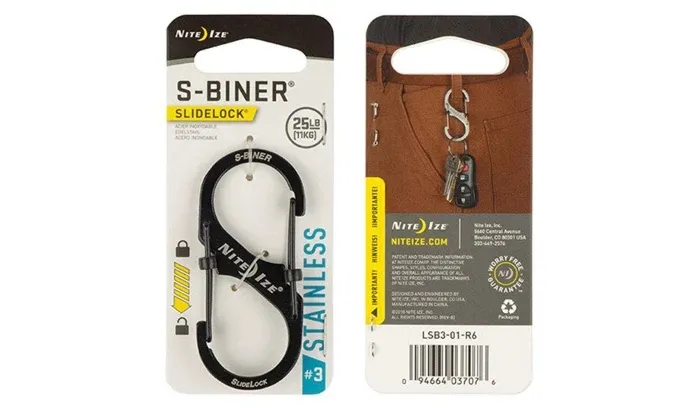 Karabińczyk Nite Ize S-Biner SlideLock Stainless Steel #3 - Czarny - LSB3-01-R6