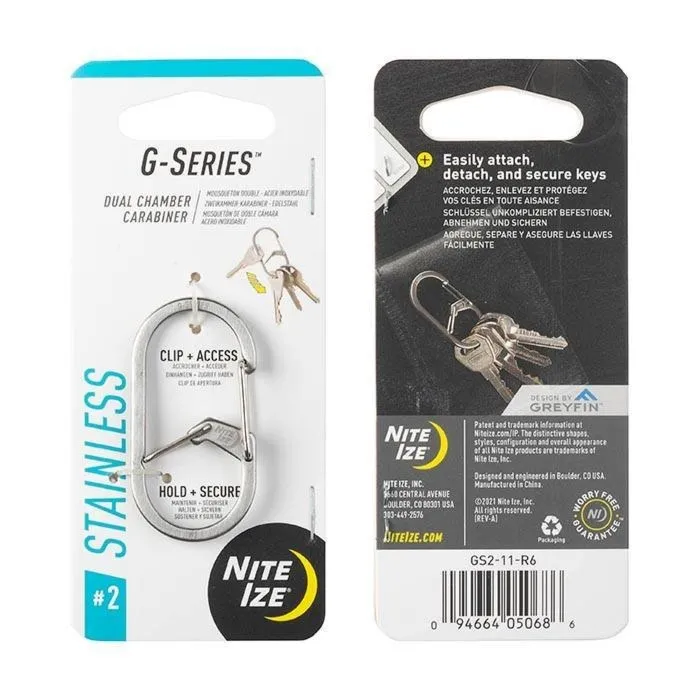 G-Series Dual Chamber Carabiner #2 - Stainless Steel - GS2- - Nite Ize