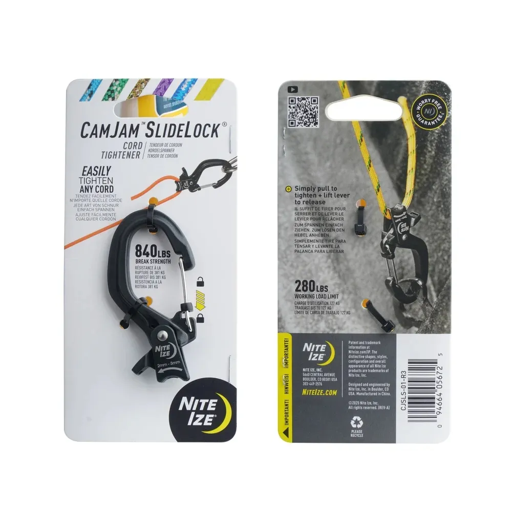 Klamra CamJam z karabińczykiem SlideLock - Aluminium - Mały - Czarna - CJSLS-01-R3 - Nite Ize