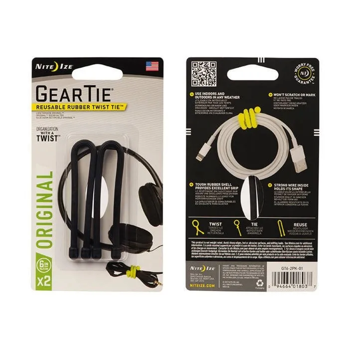 Gear Tie 6   - Czarny - 2Pack - GT6-2PK-01 - Nite Ize